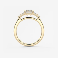 Bague de fiançailles en or massif 14K/18K avec trois pierres émeraudes et diamants de laboratoire taille baguette coniques, certifiée IGI CVD/HPHT, personnalisable