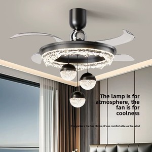 Ventilador de techo con lámpara para dormitorio, de lujo ligero y alta gama, modelo 2026 nuevo, estilo minimalista italiano, ventilador de techo con luz, ventilador de techo invisible. - Product Image 2