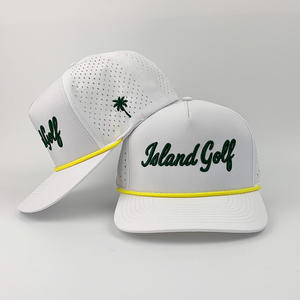 थोक स्पोर्टी शैली 3 डी कढ़ाई लोगो यूनिसेक्स घुमावदार ब्रिम छिद्रित डिजाइनर रस्सी पानी के सबूत बेसबॉल कैप गोल्फ हैट - Product Image 1