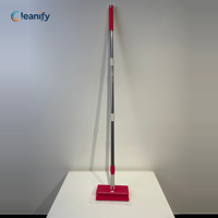 Serpillère plate manuelle à clic en acier inoxydable à 3 sections, 101,5 cm, plaque 16x8 cm, pivotement à 360°, design ergonomique, recharges jetables
