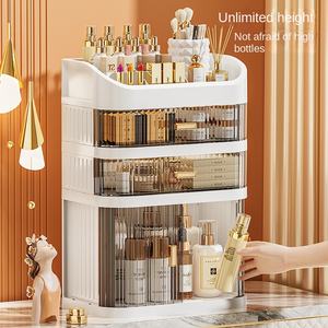 Boîte de rangement cosmétique en <span class=keywords><strong>plastique</strong></span>, type tiroir de bureau, anti-poussière avancée, grande capacité, table de maquillage, rangement pour masque de soin de la peau - Product Image 1