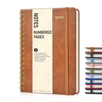 Carnet à spirales en cuir A5 personnalisé, ligné marron, couverture rigide, 75 feuilles, lignage collège, avec logo personnalisable