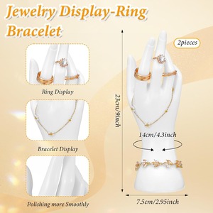 Set de Exhibición de Joyería: Maniquí de PVC Blanco con 2 Manos para Exhibir Collares, Pendientes, Pulseras y Anillos - Product Image 3