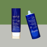 Kemasan tabung plastik aluminium kosong datar Oval 30ml kemasan tabung kosmetik biru untuk tabir surya krim BB tabung Remas kosmetik