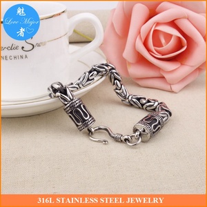 Classico antico <span class=keywords><strong>Inox</strong></span> <span class=keywords><strong>Design</strong></span> bizantino catena pesante in acciaio <span class=keywords><strong>Inox</strong></span> gioielli bracciale per gli uomini e le donne - Product Image 3