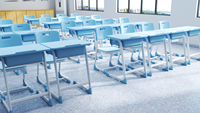 Ensemble de bureau et chaise d'école ergonomiques en métal, dossier en maille, mobilier de classe pour étudiants, cadre en métal, bureau d'étude individuel