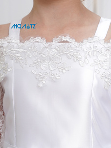 <span class=keywords><strong>Robe</strong></span> de demoiselle d'honneur <span class=keywords><strong>blanche</strong></span> pour enfants MQATZ, <span class=keywords><strong>robe</strong></span> de fête pour enfants, <span class=keywords><strong>robe</strong></span> à épaules dénudées avec manches courtes, vestido - Product Image 6