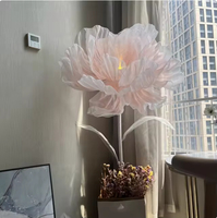 Événement Fleur Décorative À La Main Organza Fleur Pétale Ouvert Fermer Moteur Avec Led Lumière Fleurs Géantes pour Fête De Mariage Décoration