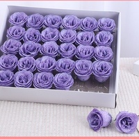 Vente en gros directe d'usine, têtes de roses en cristal, poudre dorée, fleurs de roses bleues féériques, arrangements floraux artificiels, mariages