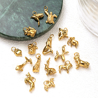 Royaume animalier doré |   Pendentifs et breloques tendance unisexes en acier inoxydable plaqué or 18 carats |   Éléphant Hibou Serpent Dauphin Lézard Cerf