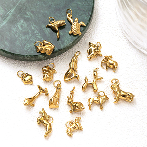 Golden Animal <b>Kingdom</b> | 18K PVD Gold Stainless Steel Pendants for Jewelry Making | Elephant Owl Snake Dolphin Lizard Deer Charms - Product Image 6