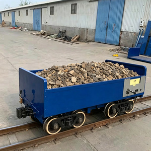 รถเข็นรางไฟฟ้า รับน้ำหนัก 1 ตัน แพลตฟอร์มเหล็กสี่ล้อ สำหรับขนส่งวัสดุอุตสาหกรรม เคลือบสีฝุ่นสีน้ำเงิน - Product Image 1
