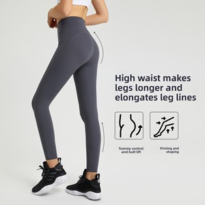 Pantalon de yoga pour femme en Spandex/Nylon brossé double face, anti-transparence, haute élasticité, effet fessier galbé, sans couture, avec ouverture à la jambe, pour le fitness - Product Image 3