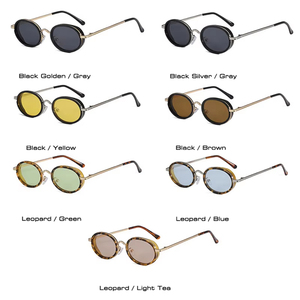 Custom Logo 2026 Fashion Men Women Leopard Candy Color Punk Sun Glasses UV400 Metal <b>Small</b> <b>Frame</b> Oval <b>Sunglasses</b> - Product Image 4