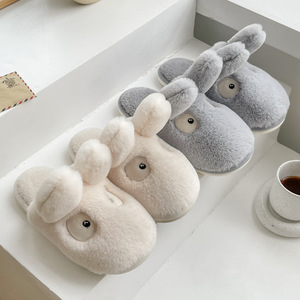 Nouvelles pantoufles en coton à semelle épaisse Dragon Rabbit, Bao Head, antidérapantes, explosion de couleur rouge, moelleuses, mignonnes, chaussures en coton - Product Image 4