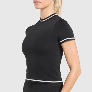 เสื้อยืดผู้หญิงสำหรับฤดูร้อน แห้งเร็ว ชุดกีฬา กระชับรูปร่าง สวมใส่สบาย ออกกำลังกาย รับสกรีนโลโก้ เสื้อยืดแขนสั้น - Product Image 5