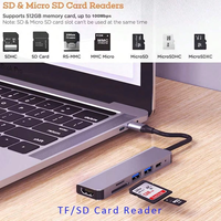 Adaptateur Hub USB 3.0 Type-C 6-en-1 avec Interface Carte SD/TF et Sortie HDTV 4K - Portable