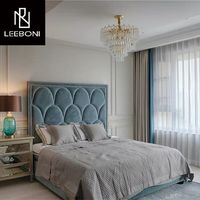 Hot Selling Schlafzimmer möbel Samt Stoff doppelte Größe neues Design hohe Rückenlehne modernes Luxus bett