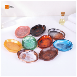 Plato <span class=keywords><strong>de</strong></span> Resina Brillante <span class=keywords><strong>de</strong></span> Lujo Moderno Hecho a Mano con Colores Jade, Bandeja Decorativa para el Hogar, Almacenamiento y Exhibición <span class=keywords><strong>de</strong></span> Joyas y Perfumes - Product Image 5