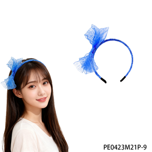 Diadema con <span class=keywords><strong>lazo</strong></span> de encaje azul Retro de los años <span class=keywords><strong>80</strong></span> PESENAR-Accesorio para el cabello de declaración Vintage para fiestas temáticas de los años <span class=keywords><strong>80</strong></span> y <span class=keywords><strong>moda</strong></span> nostálgica - Product Image 1
