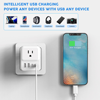 ABD'den İngiltere/AB/AU/ABD Tipi Priz Seyahat Adaptörü Duvar Prizi Almanya Fransa İtalya İngiltere Tip E/F/C/G 4 USB Şarj Cihazlı (2 USB C)