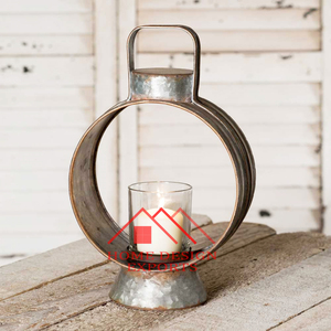 Farmhouse Square Galvanized Iron Eco-Friendly <b>Candle</b> Lantern with Glass Votive for Home Hotels & Restaurants Rustic Decor - Product Image 5