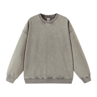 Sweatshirt Terry Cotton Batik 420gsm Edisi Berat, Kerah Bulat, Warna Netral Minimalis, Lengan Panjang, Ukuran Besar, Cocok untuk Musim Dingin