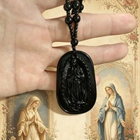 Nouveauté 2026 Collier Unisexe de Luxe en Acier Inoxydable Inaltérable avec Pendentif Croix Rétro en Obsidienne