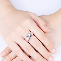 Bague minimaliste ronde en moissanite, argent sterling 925, sertie à griffes, plaquée rhodium, pour elle, cadeau