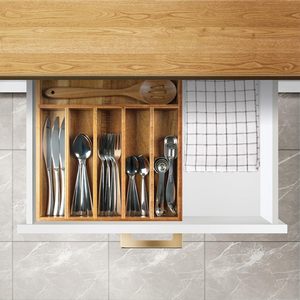 Organizador de Cajones Extra Profundo de Madera de Acacia con 7 Compartimentos, Bandeja Expandible Ecológica para Utensilios de Cocina - Product Image 4