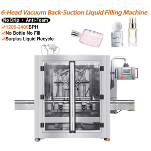 Macchina Riempitrice Automatica a 6 Teste con Aspirazione Posteriore 1200-2400 BPH per Liquidi a Bassa Viscosità come Acqua, Succo, Vino, Profumo - Product Image 1