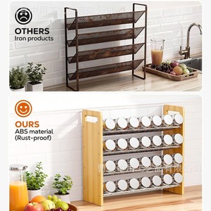 Wooden <b>Spice</b> Rack 4 Tier With Handle Kitchen Countertop Organizer <b>Spice</b> <b>Jar</b> Shelf - Product Image 3