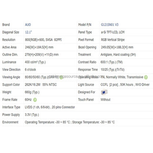 <span class=keywords><strong>G121sn01</strong></span> <span class=keywords><strong>V3</strong></span> AUO <span class=keywords><strong>LCD</strong></span> tinh thể lỏng Module 12.1 inch <span class=keywords><strong>LCD</strong></span> Bảng điều chỉnh 800*600 LVDS Bảng điều khiển hiển thị - Product Image 3