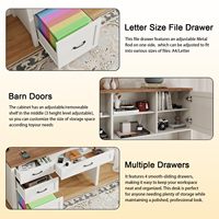 Bureau d'ordinateur portable de style farmhouse avec huche, 7 tiroirs, grand poste de travail en bois blanc rustique pour chambre et bureau
