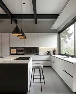 Professionnel bon prix complet noir couleur acrylique cuisine Design armoires modernes pour meubles de cuisine armoires de cuisine - Product Image 1