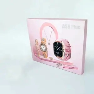 Женские роскошные золотые часы A58 Plus 2024, уникальный подарочный набор, женские Смарт-часы с золотым кольцом и кольцом, женские Смарт-часы A58 PLUS A58
