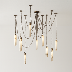 Lampadario Moderno in Marmo Naturale Spagnolo a Fiocco di Neve per <span class=keywords><strong>Soggiorno</strong></span>, Villa di Design, Bar, Rettangolare Multi-Testa Sospeso - Product Image 1