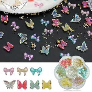 C & Y Vente en Gros Accessoires Bonbons à Ongles Bijoux 3D Mignon Résine Papillon Nail Art Décorations