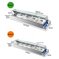 Bain-marie commercial chauffe-plats avec couvercle en verre, en acier inoxydable, électrique, pour buffet, table vapeur, restaurant, traiteur, hôtel Hecheng
