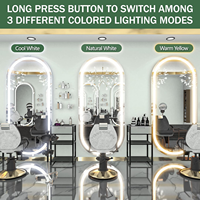 Miroir de Salon Professionnel Mural avec Lumières LED - Miroir de Corps Entier LED Ovale pour Salon