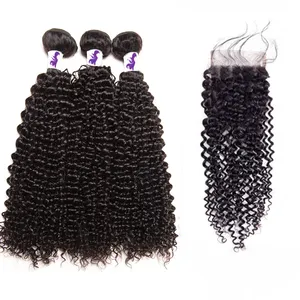 wholesale cuticle aligned malaysian kinky curly hair with closure
