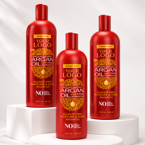 Custom LOGO <b>Moisture</b> and Shine Argan Oil <b>Shampoo</b> Gently Cleanses and Strengthens Textured Curly Coily Hair 20 oz - Product Image 1