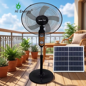 Ventilateur solaire domestique HiEnergy de 16 pouces, panneau solaire, lumière anti-<span class=keywords><strong>moustiques</strong></span>, hybride solaire <span class=keywords><strong>et</strong></span> électrique, batterie au lithium intégrée - Product Image 1