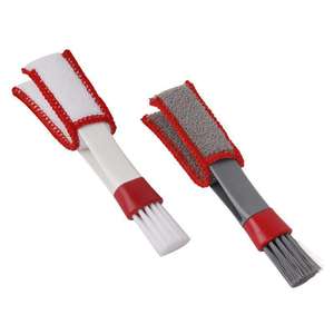 Cepillo multifuncional de doble cabezal para limpieza de rejillas de ventilación de coche, cerdas de nailon, rojo y blanco - Product Image 3