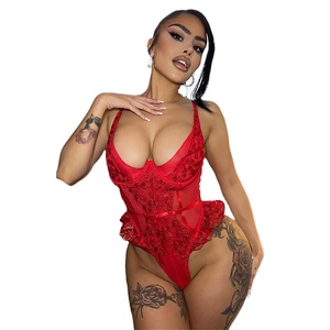 Body in Pizzo Trasparente <span class=keywords><strong>Sexy</strong></span> di Alta Qualità per Donna <span class=keywords><strong>2023</strong></span>, Intimo Ricamato Leggero e Traspirante ad Asciugatura Rapida, Set 2 Pezzi - Product Image 1