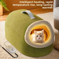 Lit-caverne pour chat chaud d'hiver avec enclos chauffé et couverture électrique pour chats