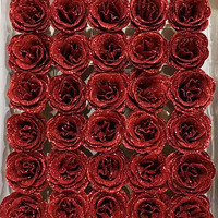 Fleur artificielle en soie rose avec paillettes dorées, tête de fleur de rose en soie, lumineuse, décoration de mariage à domicile, décoration de fête, vente en gros