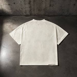 Men's Regular Fit Beige Wash Distress Vintage Breathable Knitted Cotton Short Sleeve <b>T</b>-<b>Shirts</b> Custom Letter Gradient Character - Product Image 2