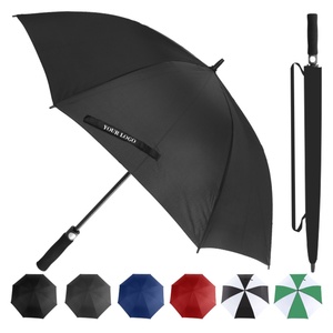 Custom Printed Straight Pongee Golf <b>Umbrella</b> Semi-<b>Automatic</b> Opening Glass Fiber Ribs Extra Large Arc Double Canopy for Business - Product Image 1