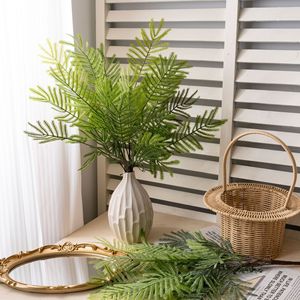 Plante artificielle de mousse de coton Dreamy Mimosa, feuilles vertes, décoration de mariage, bouquet à main, PVC, caoutchouc souple, 120 cm - Product Image 4